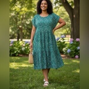 Emory Rose Floral Dress green white size small